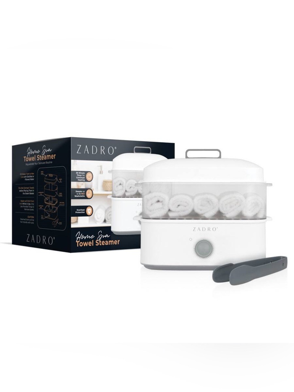 ZADRO Home Spa Countertop Towel Steamer in White